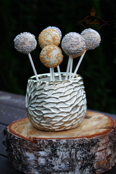 Gold and silver cake pops