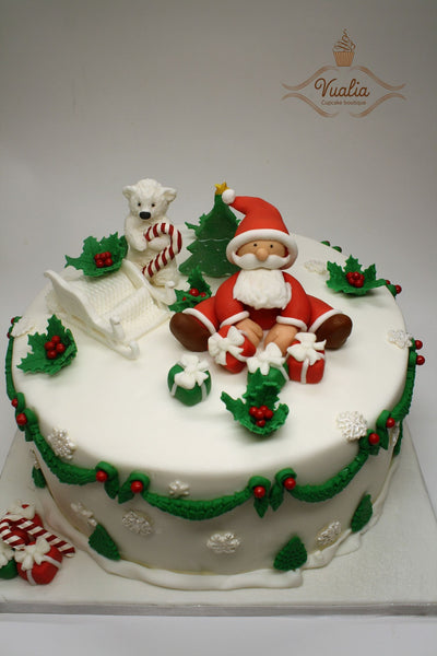 Kalėdinis tortas, valgoma eglutės, meškos ir žvaigždės figūrėlės, Naujųjų Metų tortas, šeimos šventėms