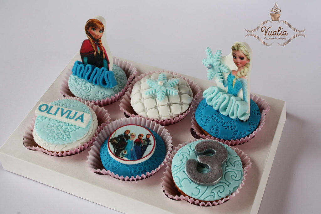 Frozen gimtadienis, Frozen keksiukų, Ledo Šalies herojų, valgomos figūrėlės, keksiukai gimtadieniui mergaitėms, mini cakes, cupcakes from Vualia